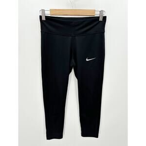 Nike Dri-Fit Black Power Essential 3/4 Cropped Leggings Fitted Capri Women Small